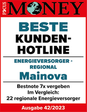 Fokus Money Siegel mit dem Text "Beste Kundenhotline"