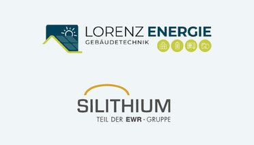 Logos von Lorenz Energie Gebäudetechnik und von Silithium Teil der EWR-Gruppe
