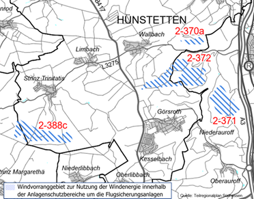 © Mainova Schwarz-weiß-Karte mit der Regionalplanung für Hünstetten