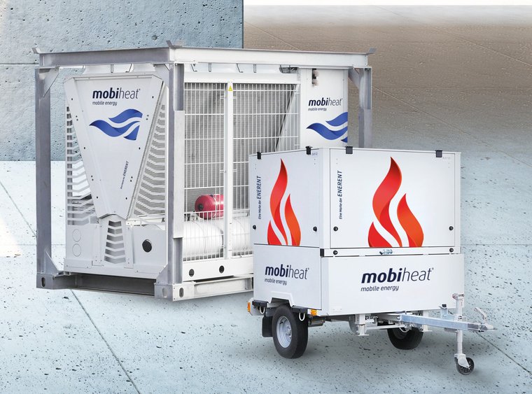 © ENERENT Collage von einer mobiheat Anlage