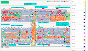 Dashboard der intelligenten Steuerungstechnik zur Visualisierung der Lampen auf einem Lageplan