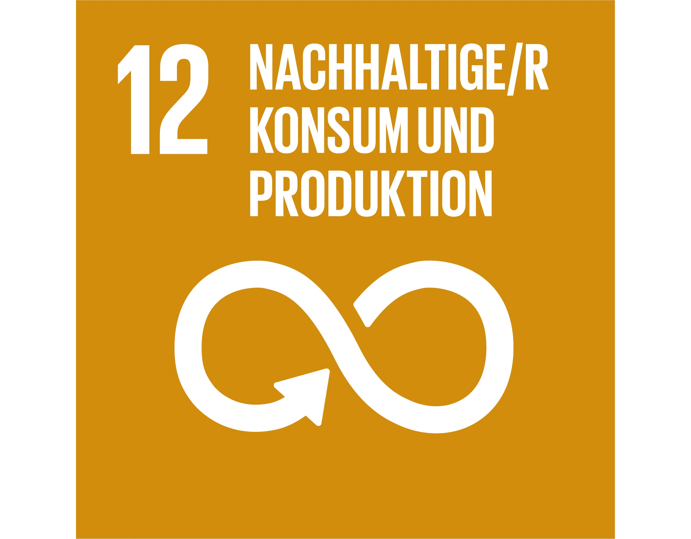 © Mainova Orangefarbenes Quadrat mit Nummer 12 und Text "Nachhaltige/r Konsum und Produktion", dazu ein Unendlichzeichen mit Pfeilspitzen.