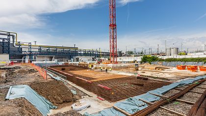 Fotoaufnahme der Baustelle Heizkraftwerk West