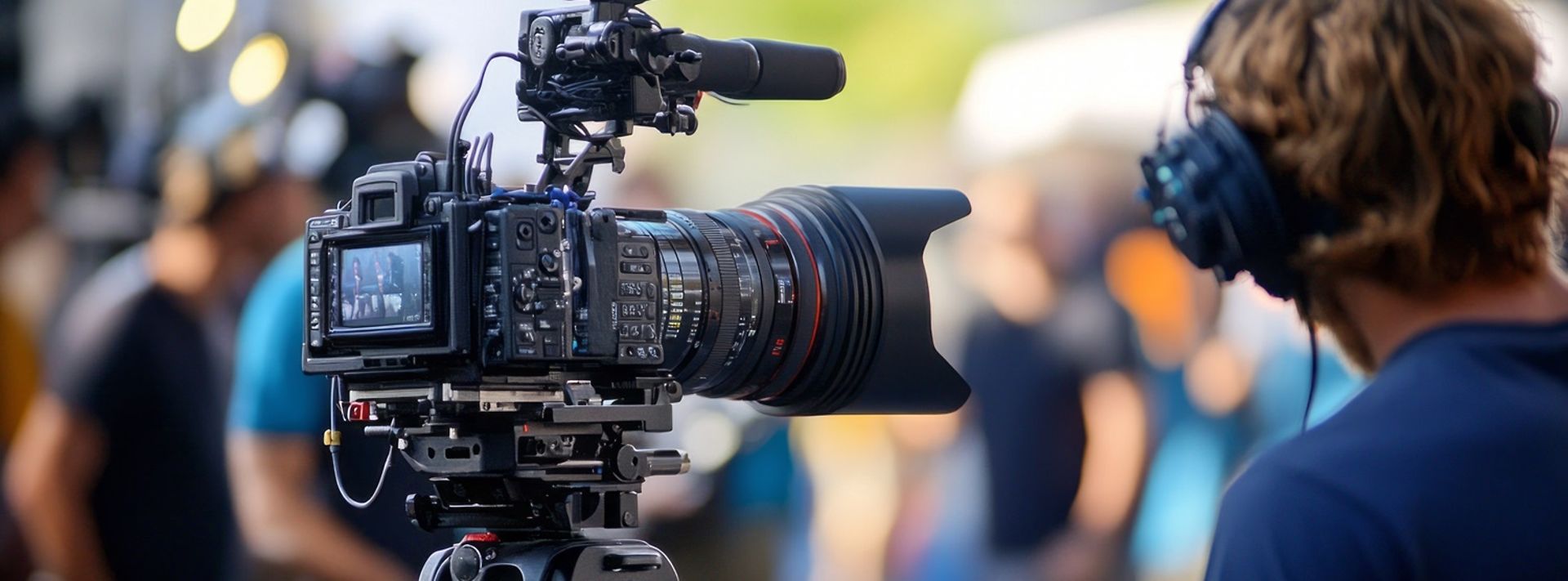 © stock.adobe.com - liliyabatyrova Mann sitzt hinter der Kamera und dreht eine Filmszene