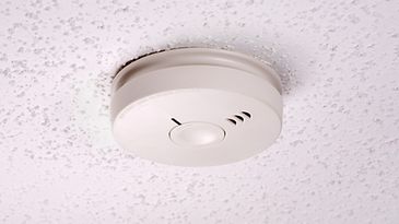© www.istock.com - PickStock Ein weißer Rauchwarnmelder, der an der Decke befestigt ist