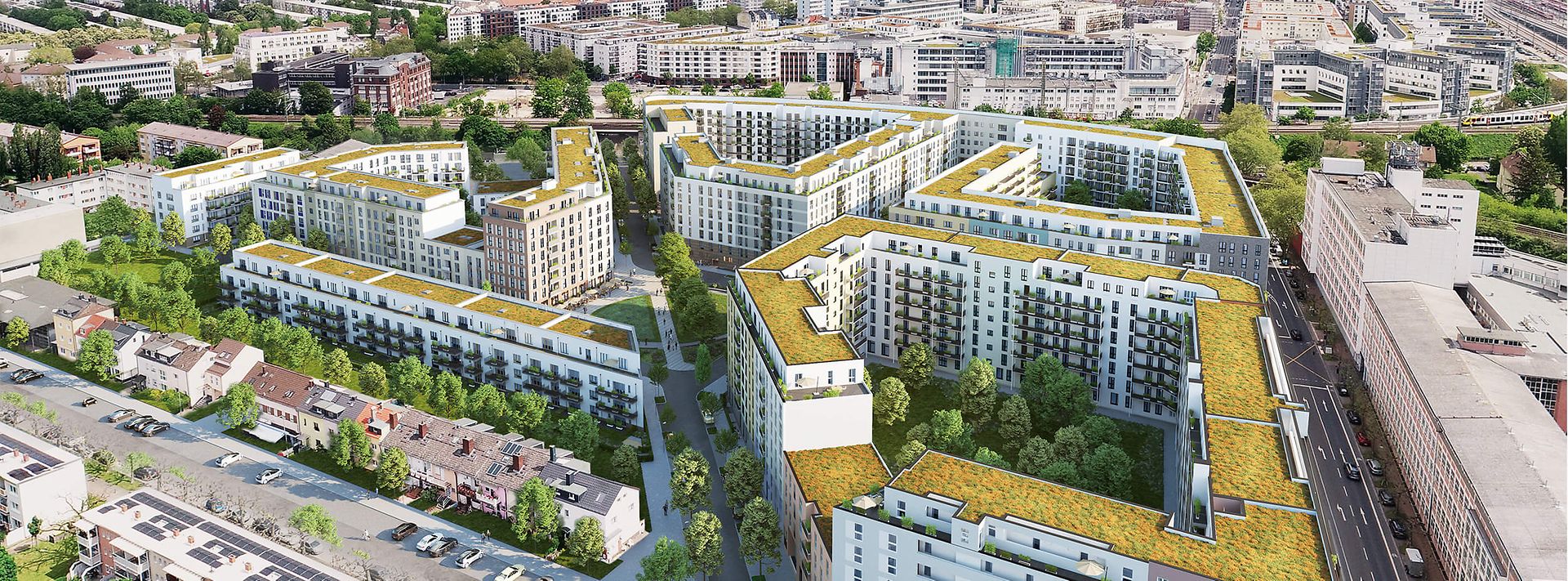 Drohnenaufnahme des Wohnquartiers franky