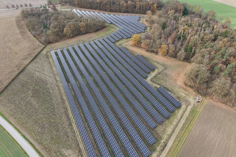 Solarpark Füssing von oben