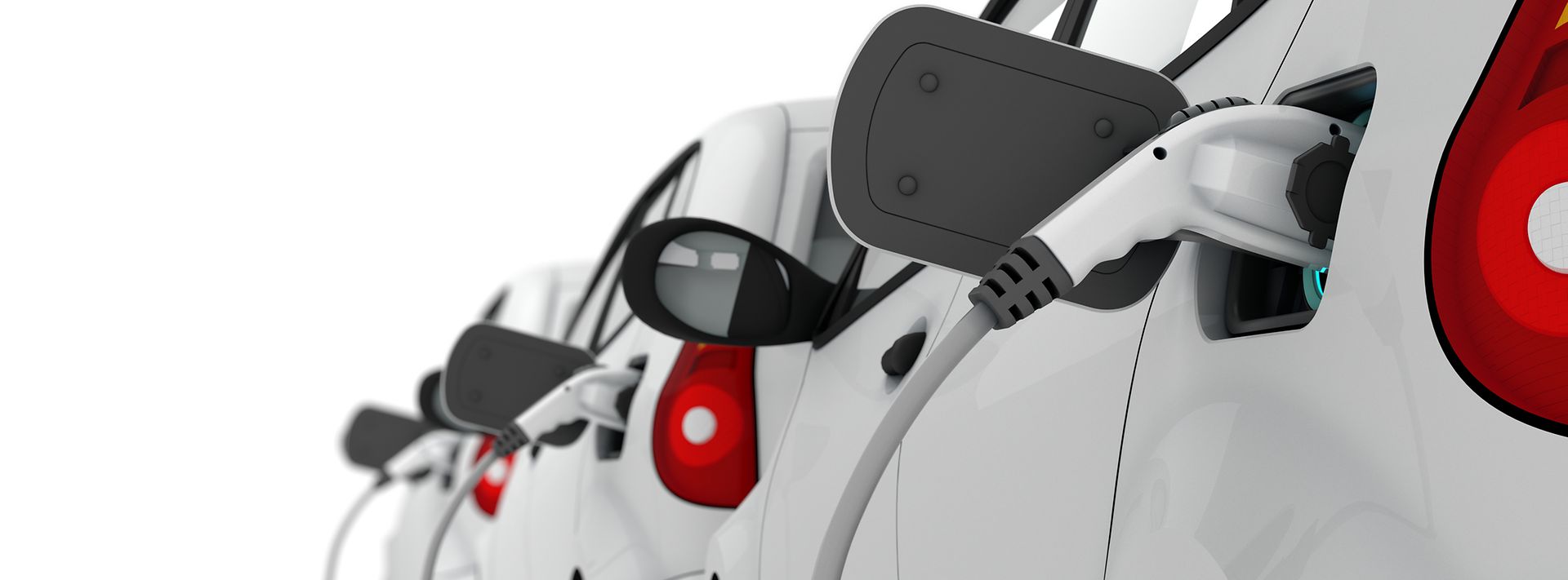 © iStock.com/3alexd E-Autos in einer Reihe werden geladen
