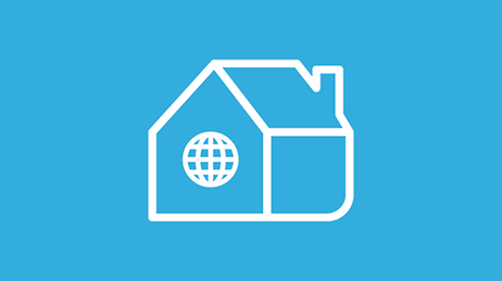 Icon Haus mit vernetztem Globus