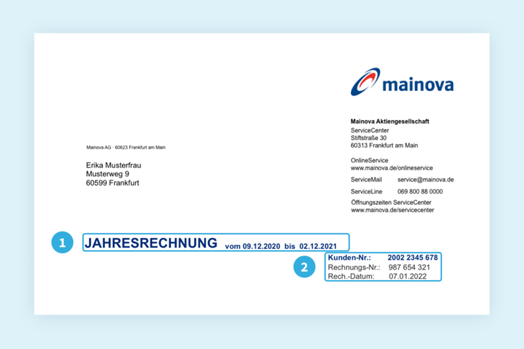 Musterrechnung: Briefkopf einer Jahresrechnung