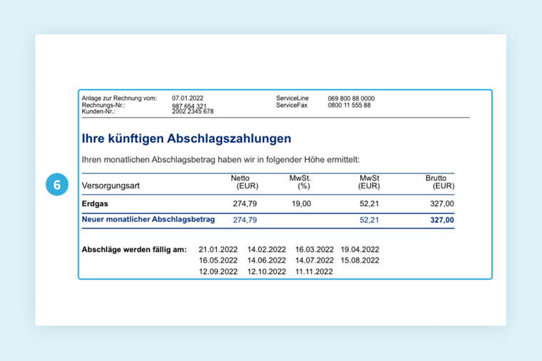 Abschlagszahlungen einer Musterrechnung